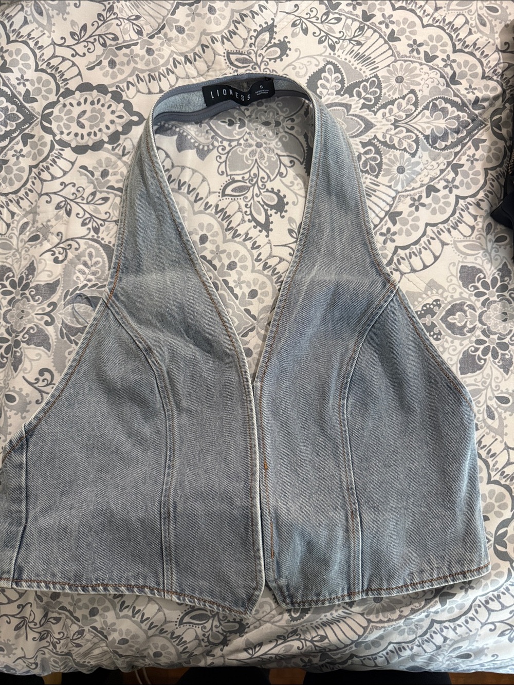 Lioness Light Blue Denim Halter Vest